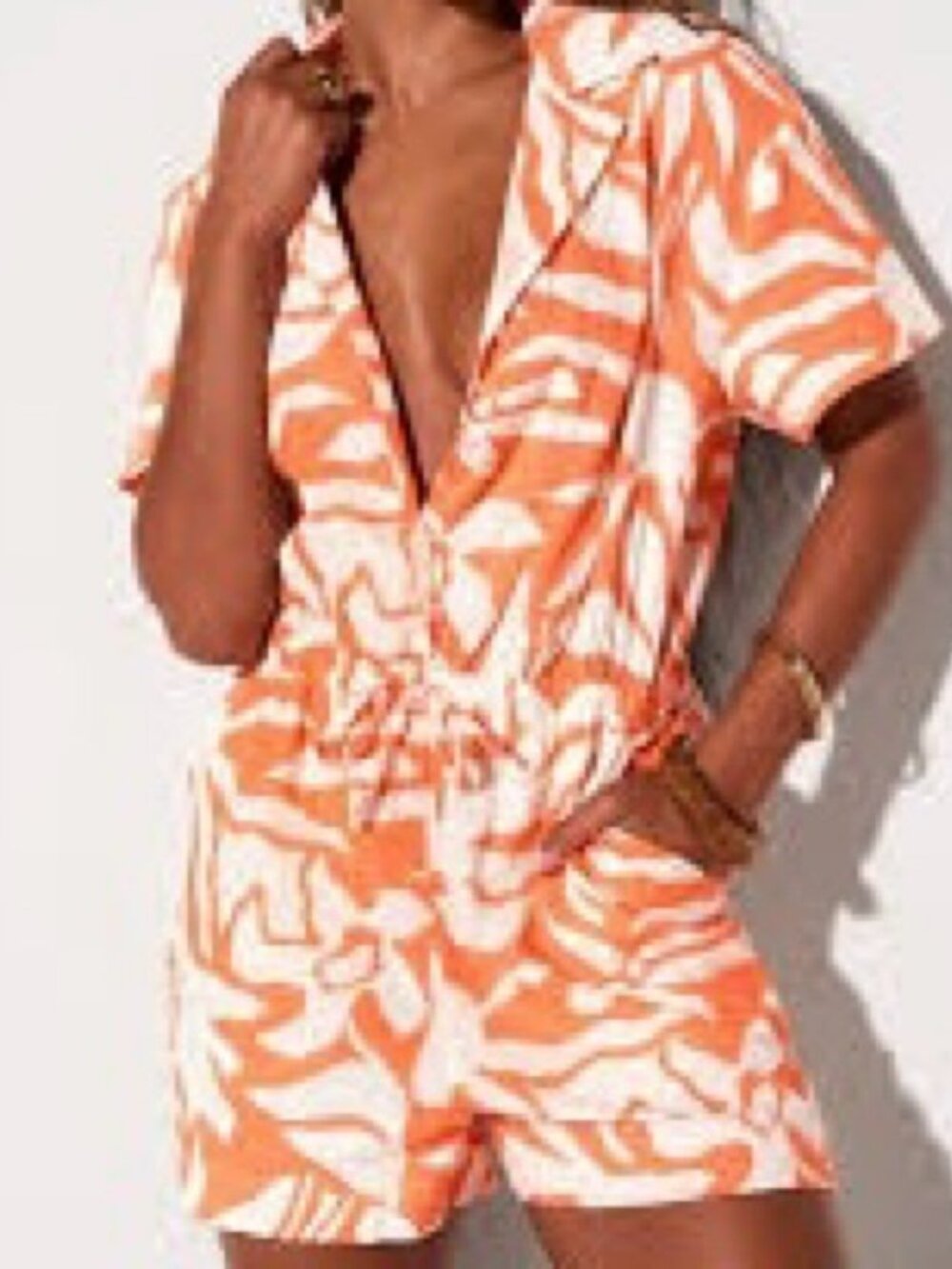NWT $89.95 FABLETICS Orange White Short Romper – Plus Sz XXL (1X)
